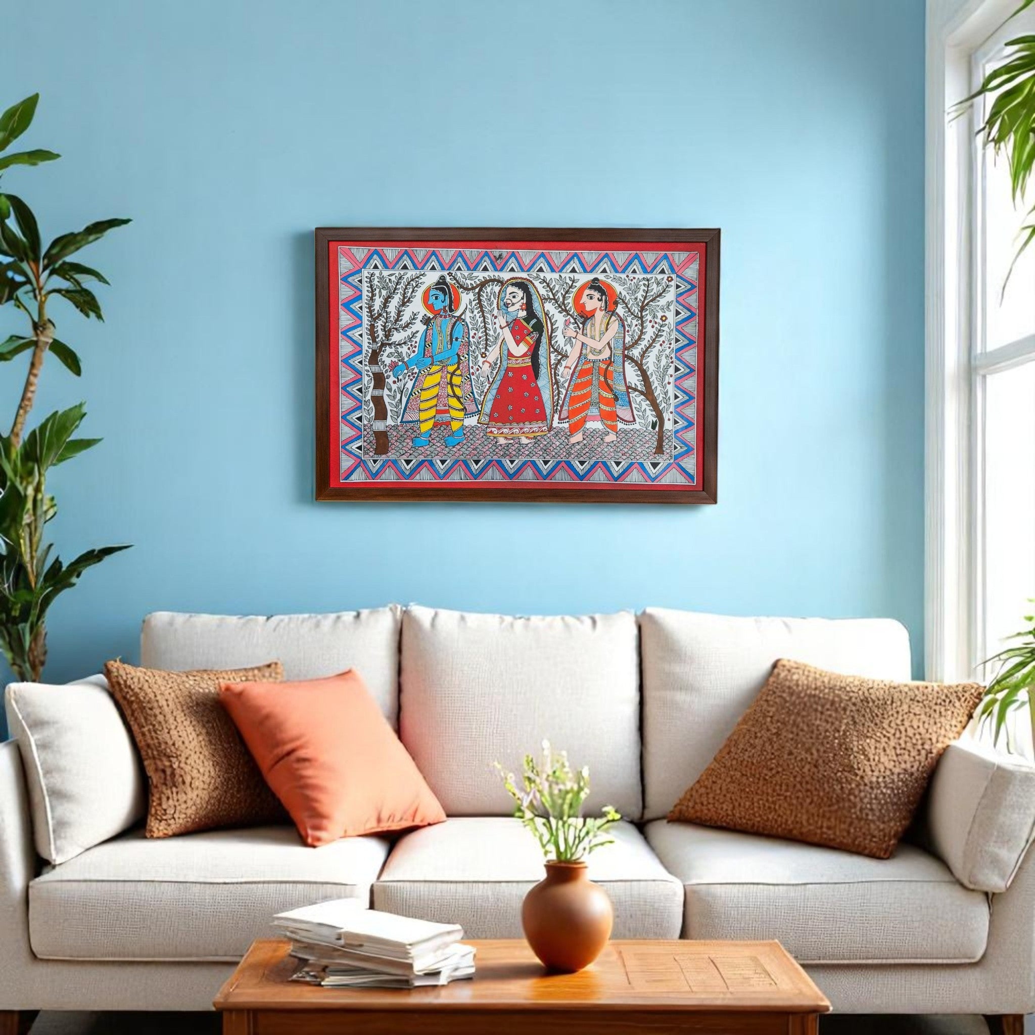Sacred Madhubani Ram-Sita Wedding Wall Art – A Symbol of Divine Love & Devotion