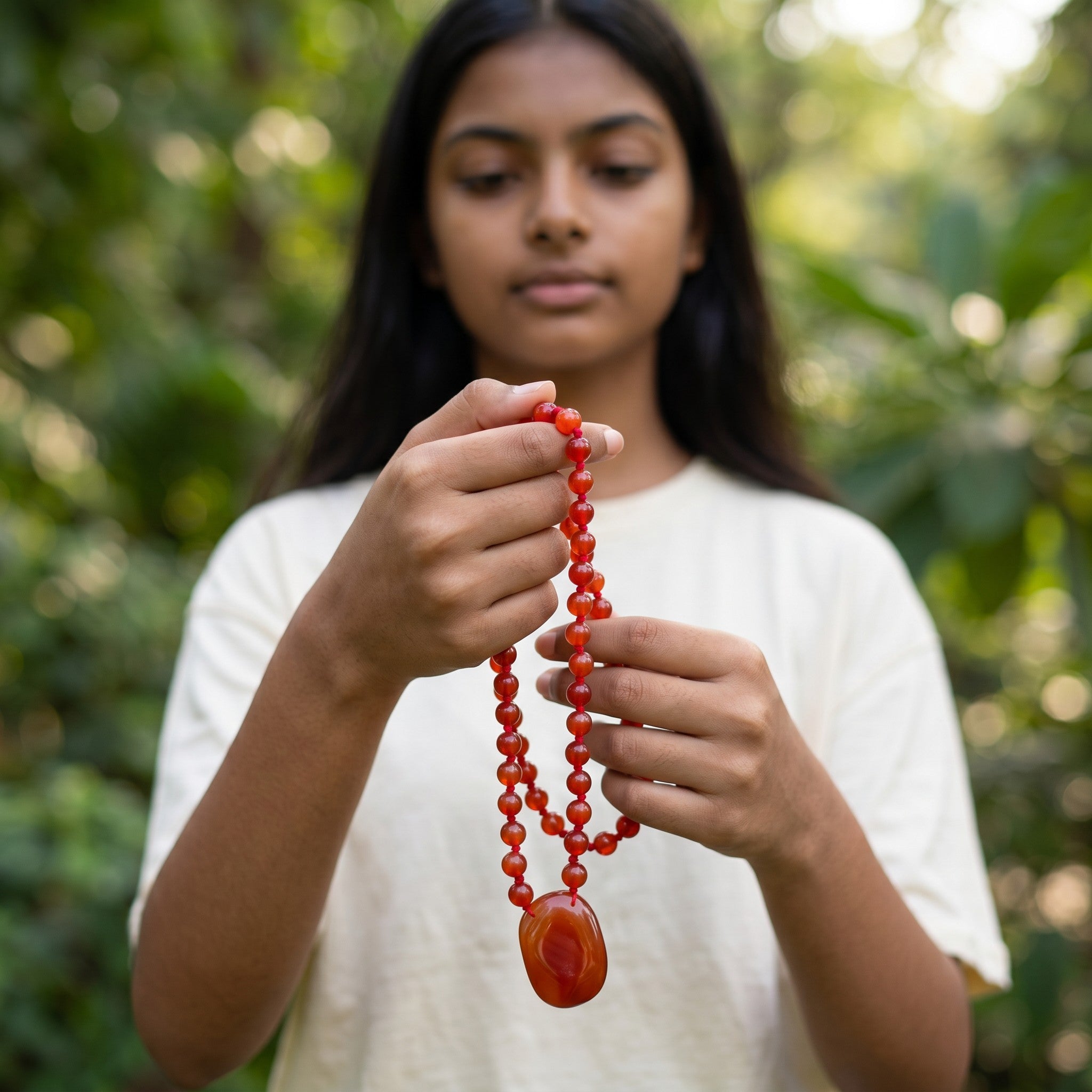 Red Carnelian 108 Beads + 1 Thumbstone Japmala