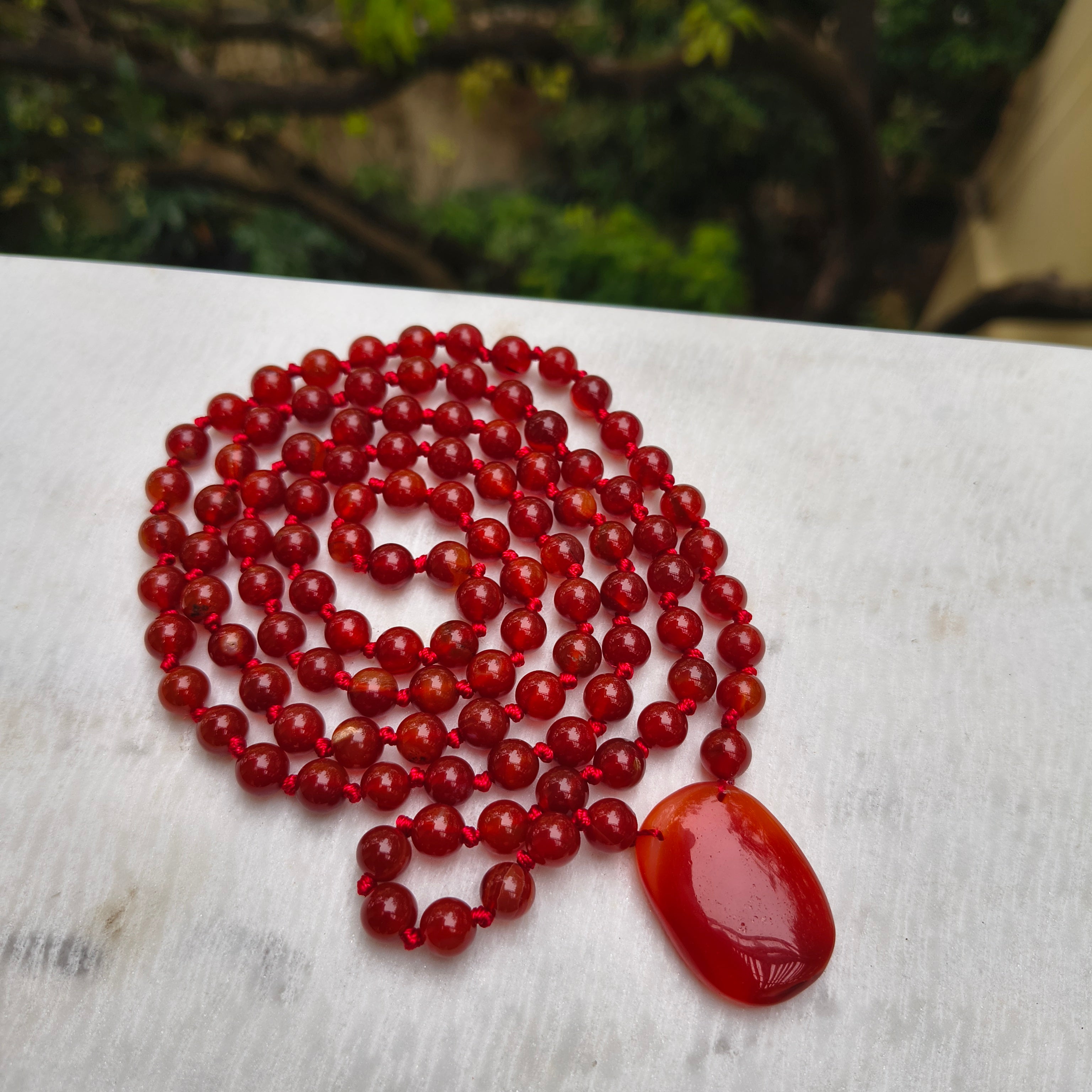 Red Carnelian 108 Beads + 1 Thumbstone Japmala