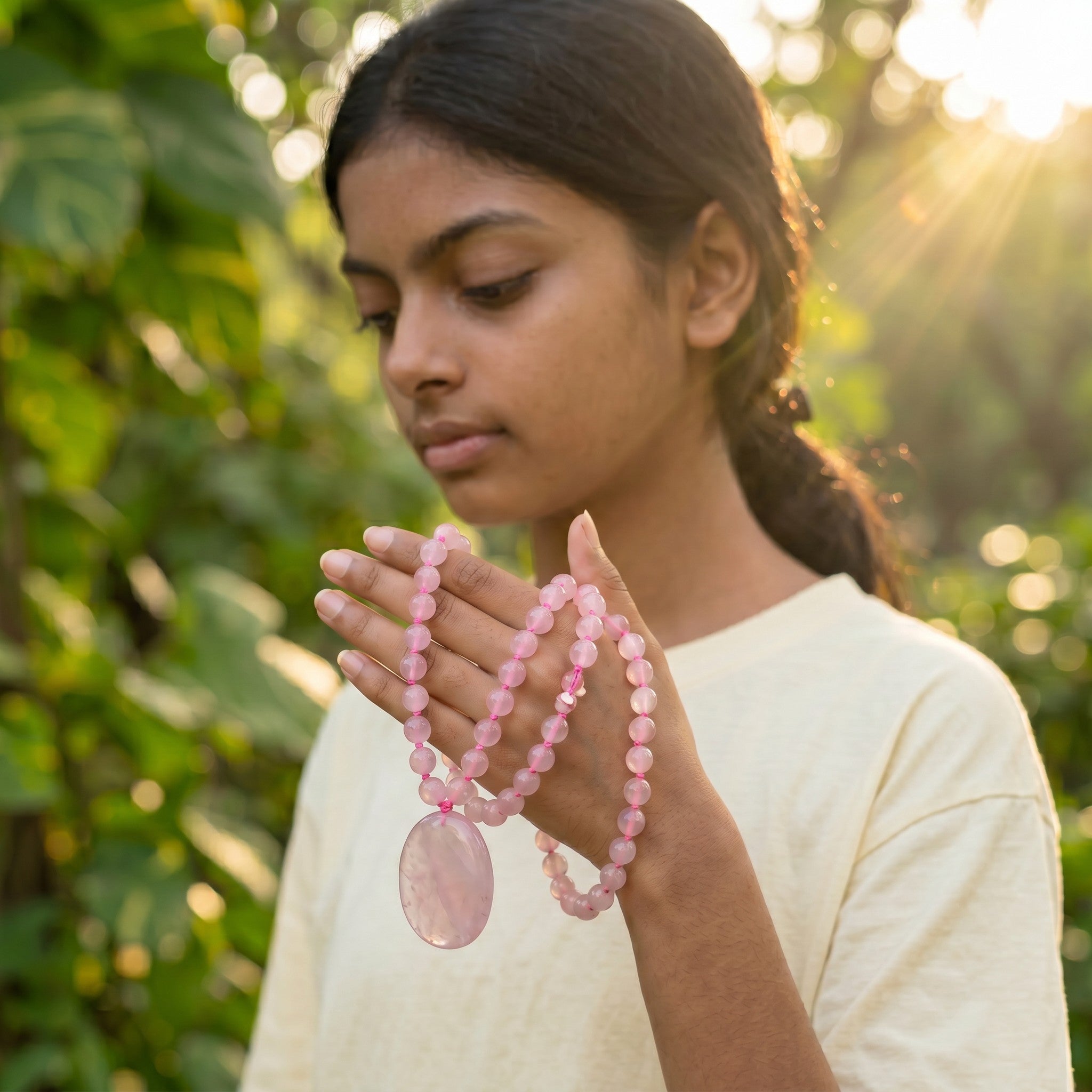 Rose Quartz 108 Beads + 1 Thumbstone Japmala