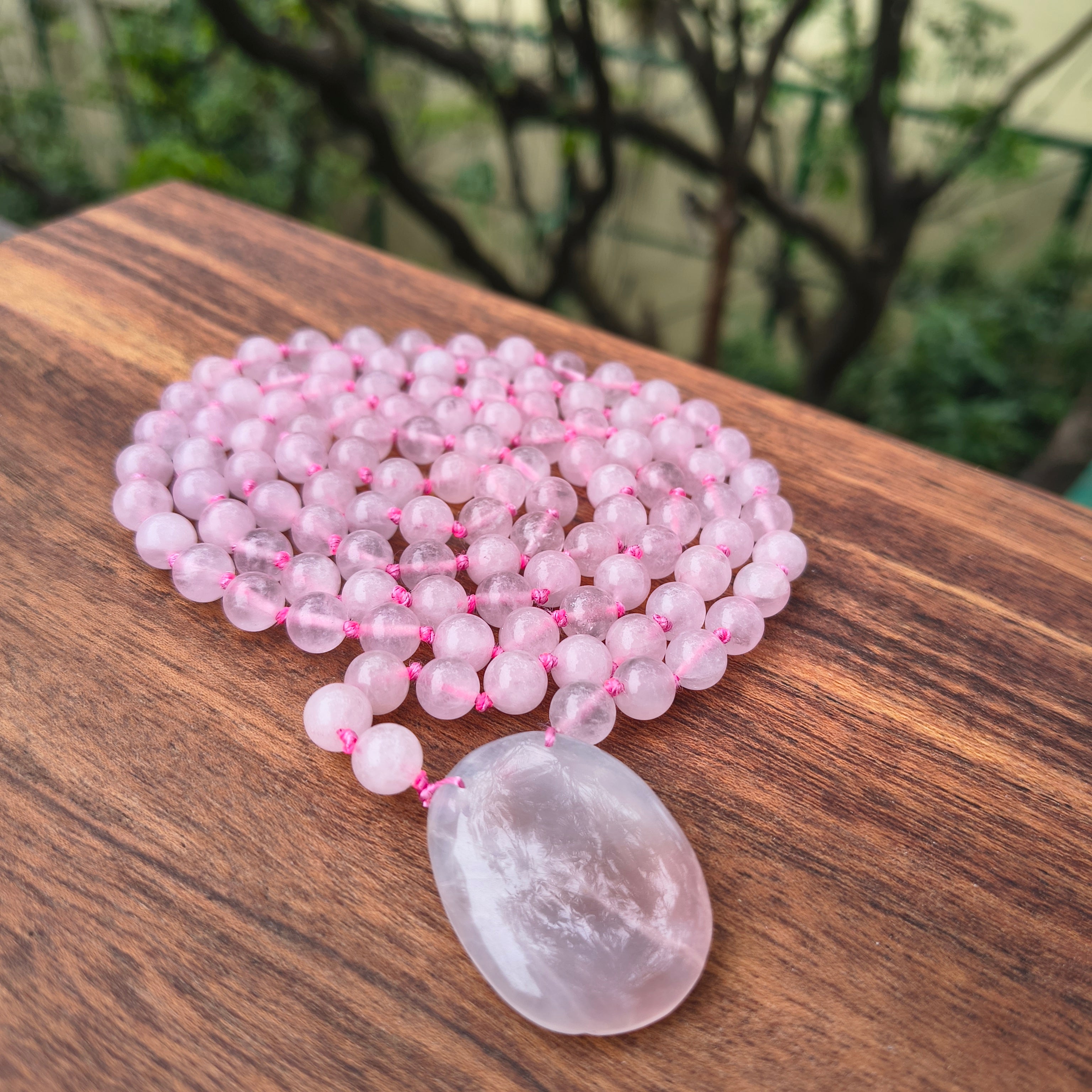 Rose Quartz 108 Beads + 1 Thumbstone Japmala