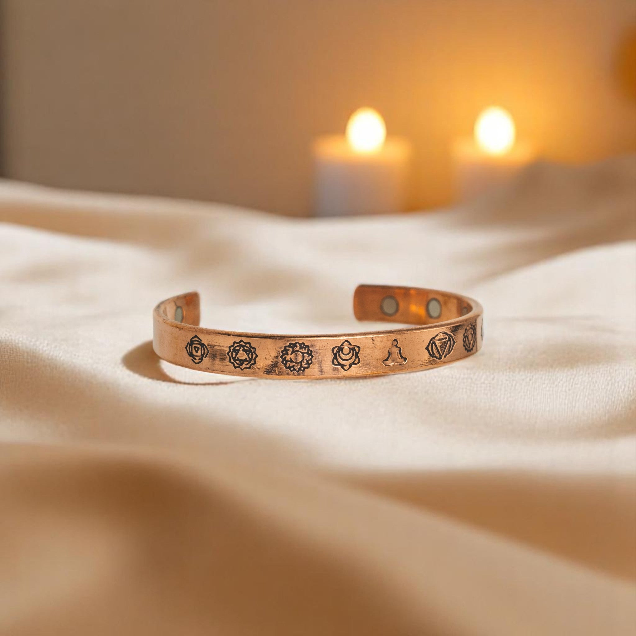 Copper Magnetic Sapt Yantra Bracelet – A Symphony of Sacred Symbols