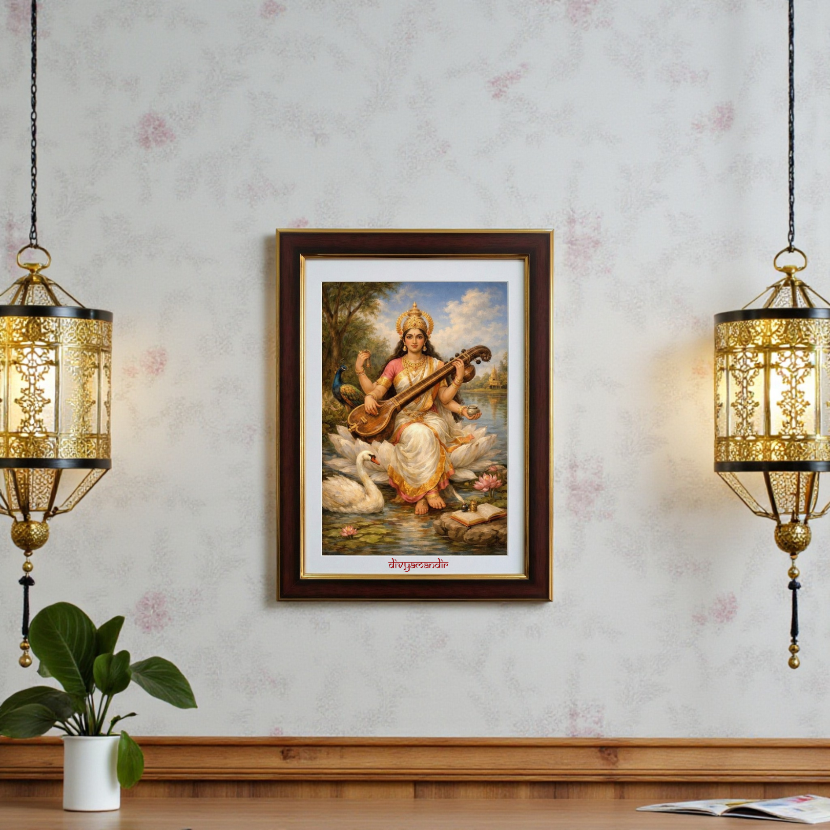 maa saraswati wall art frame for pooja room and study room