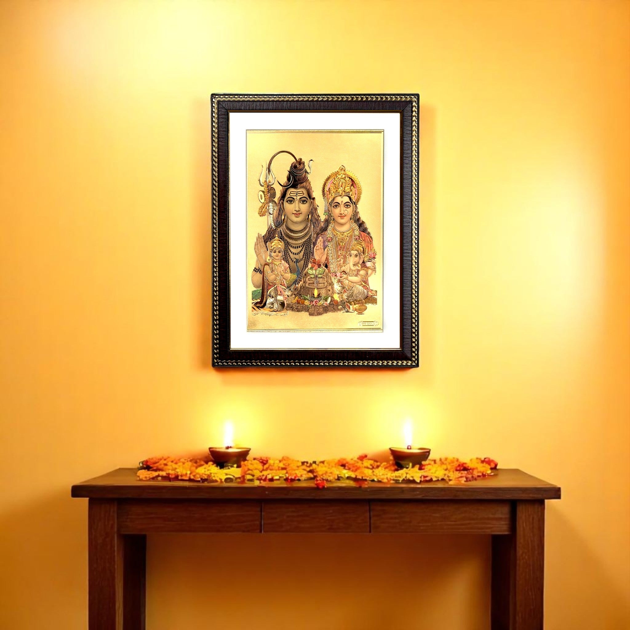 Shiva Parivar Gold Foil Wall Art – A Divine Masterpiece for Your Home & Puja Room