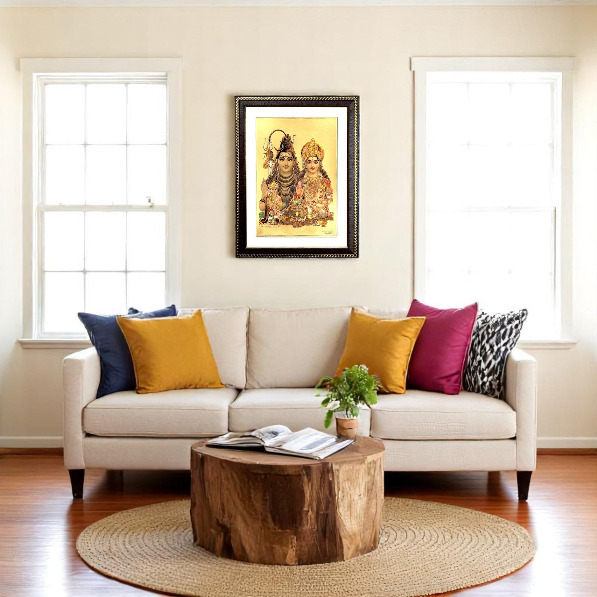 Shiva Parivar Gold Foil Wall Art – A Divine Masterpiece for Your Home & Puja Room