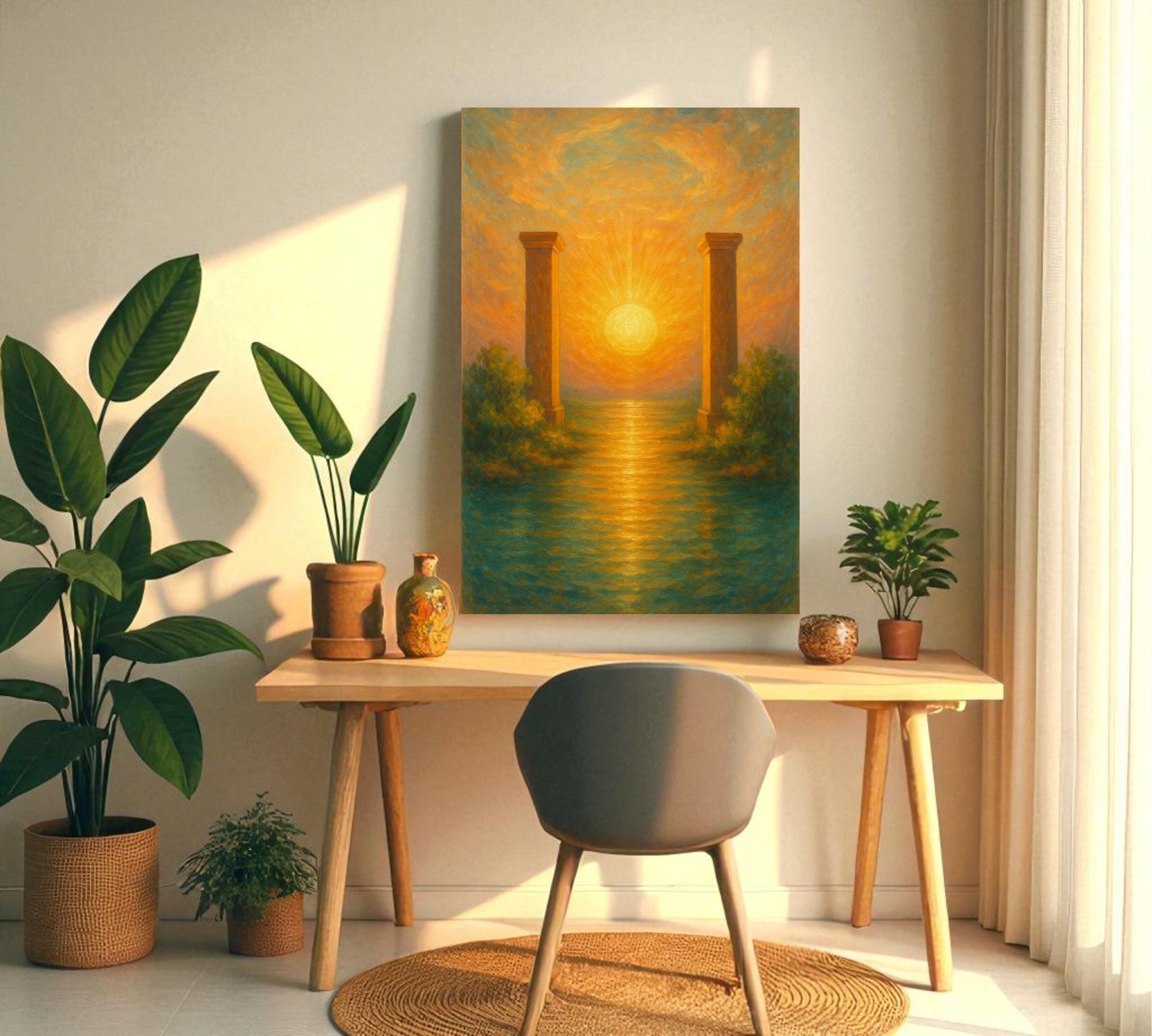 The Rising Sun Portal | Vastu Wall Art for Clarity, Courage and New Beginnings (Gallery-Wrapped Canvas with Wooden Back Support)