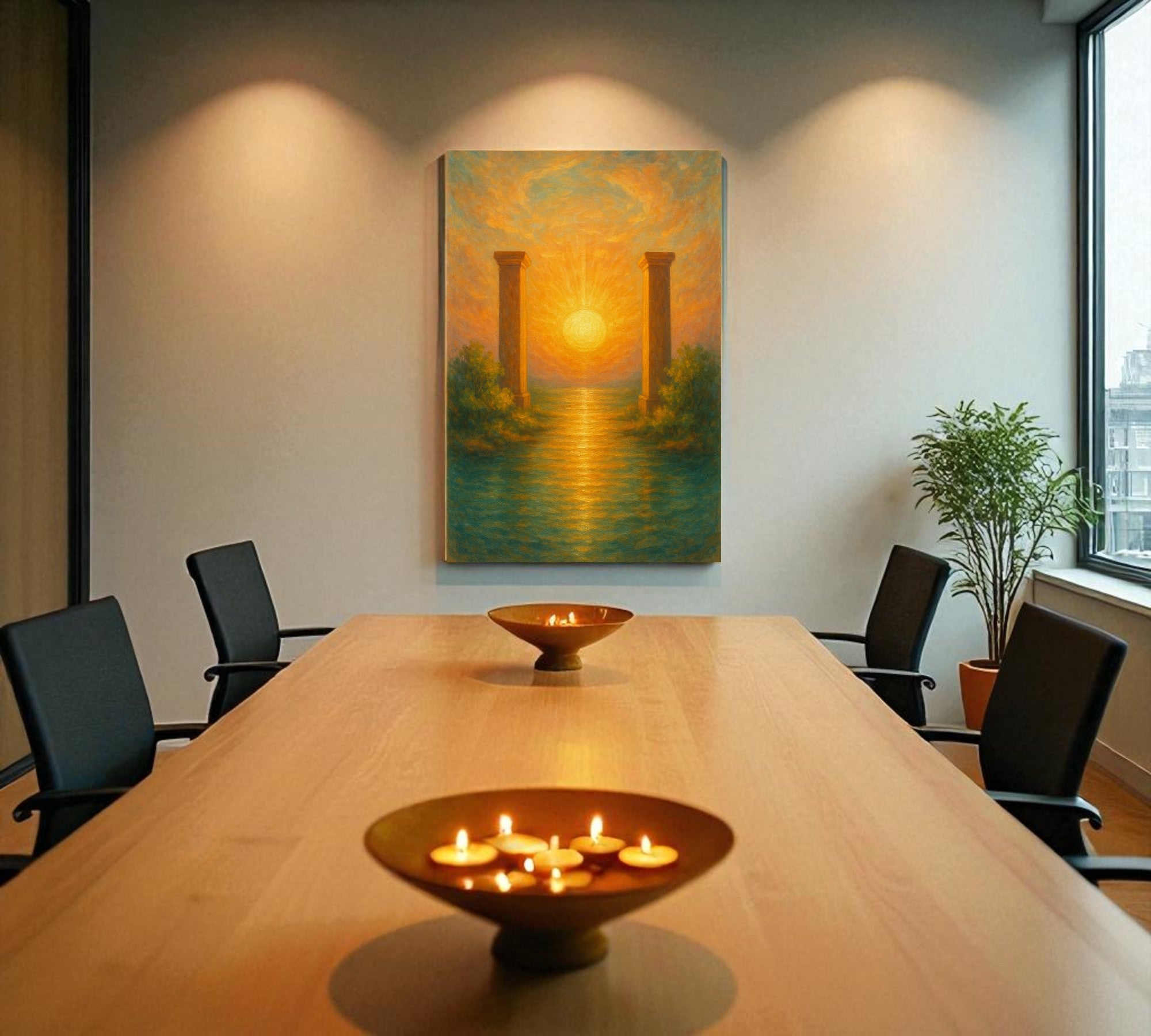 The Rising Sun Portal | Vastu Wall Art for Clarity, Courage and New Beginnings (Gallery-Wrapped Canvas with Wooden Back Support)