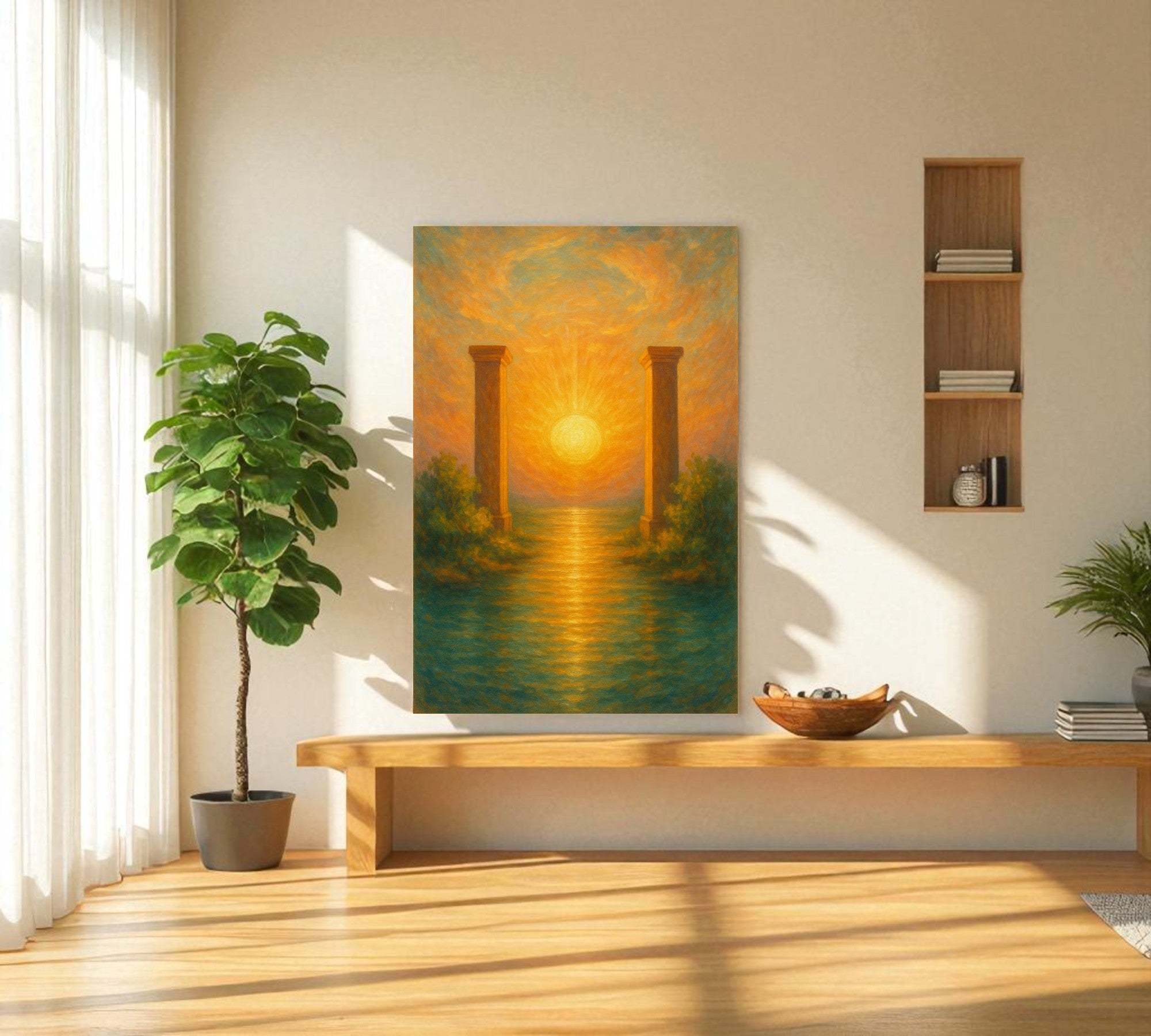The Rising Sun Portal | Vastu Wall Art for Clarity, Courage and New Beginnings (Gallery-Wrapped Canvas with Wooden Back Support)