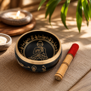 Tibetan Singing Bowl, Bronze, 14cm | Buddha Etched | Meditation Mallet Included