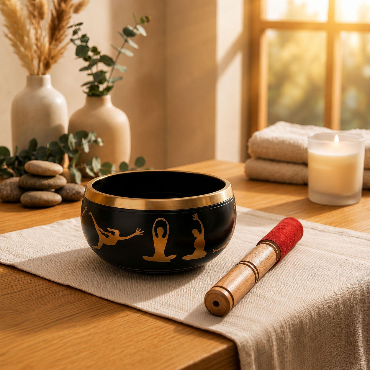 Tibetan Singing Bowl, Bronze, 14cm | Buddha Etched | Meditation Mallet Included