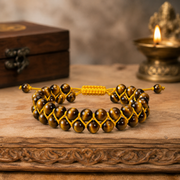Tiger Eye Gemstone Rakhi Macramé Bracelet (Free Size)
