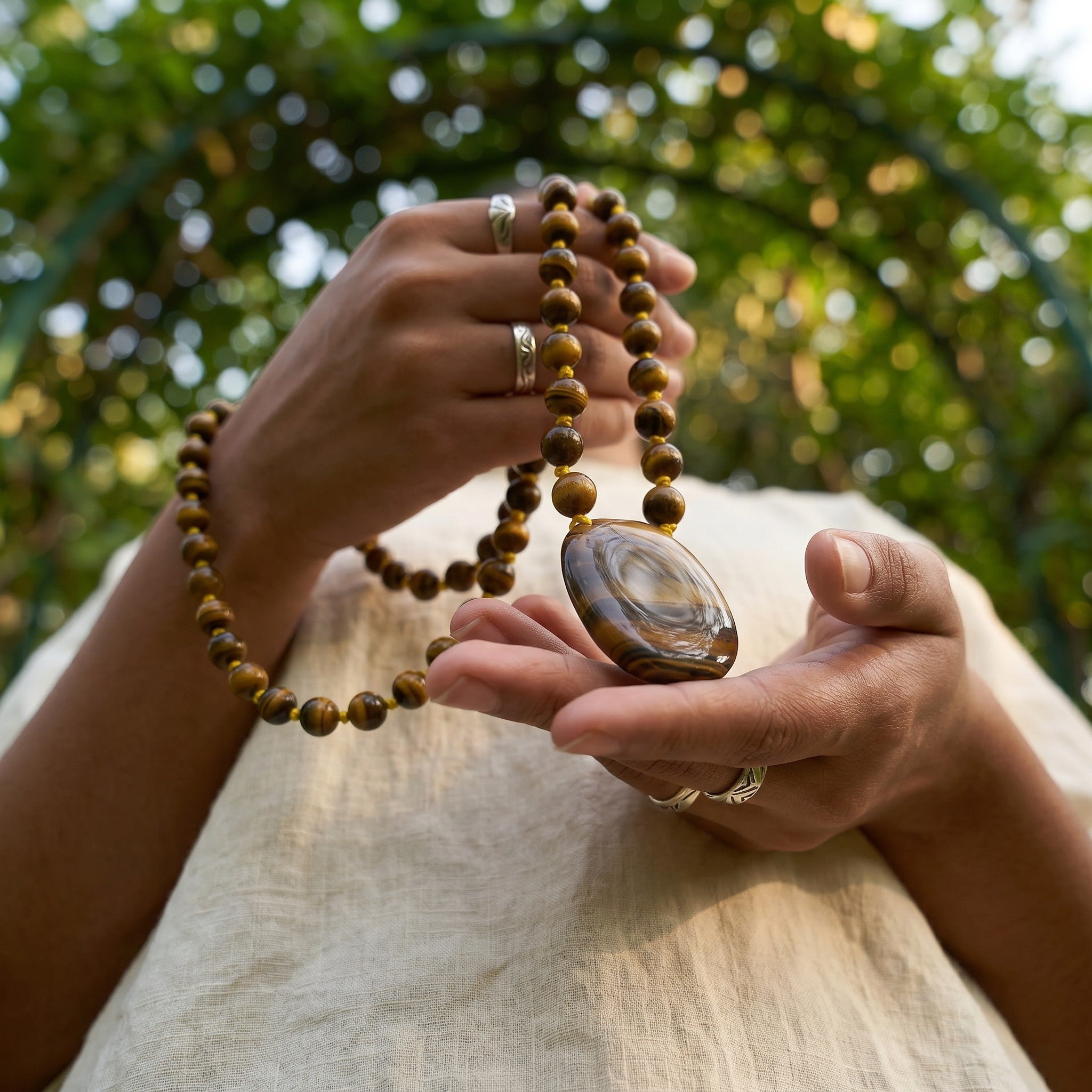 Tiger Eye 108 Beads + 1 Thumbstone Japmala