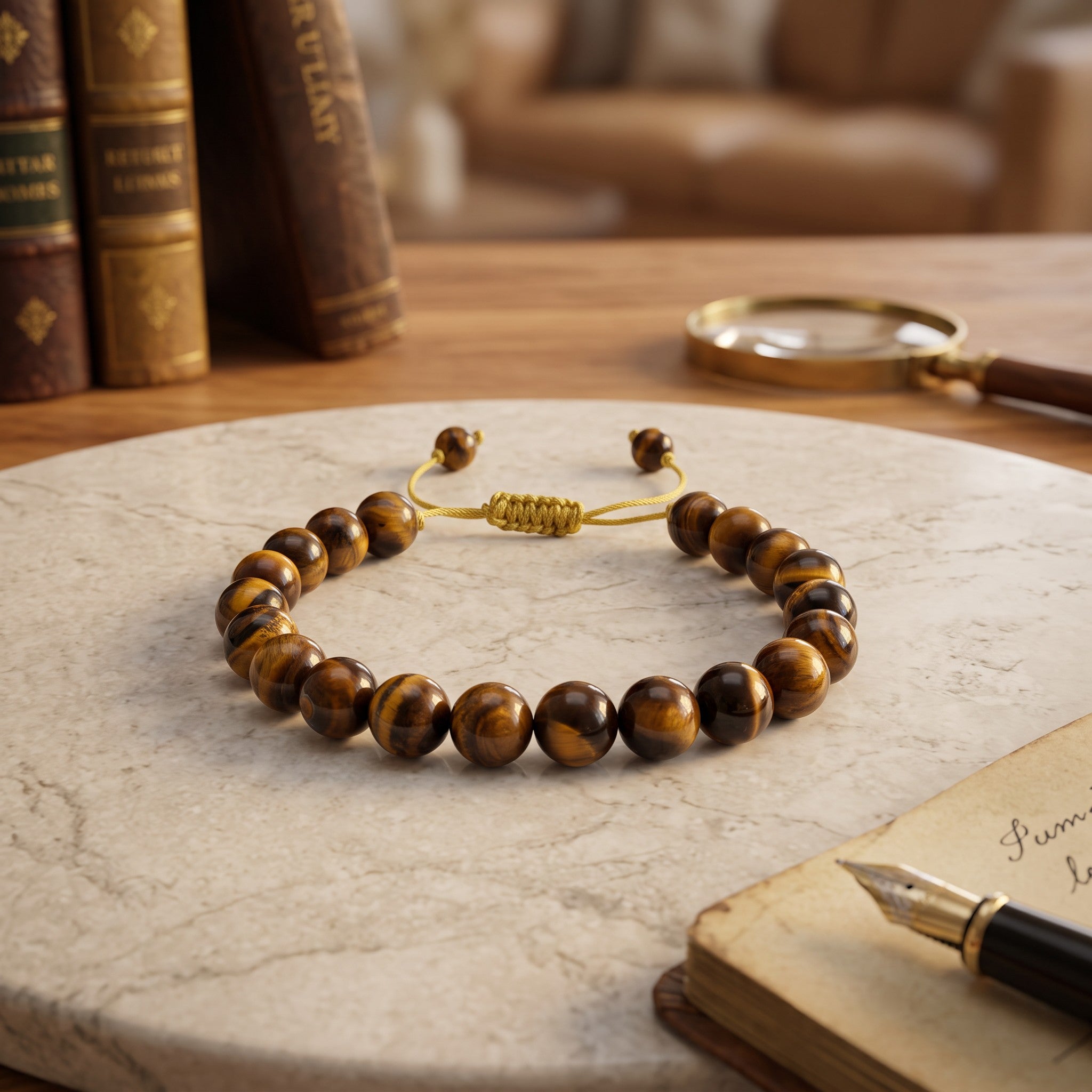Tiger Eye Gemstone Rakhi Bracelet (Free Size)