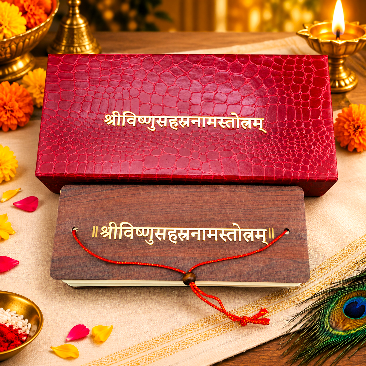 Vishnu Sahasranam, Premium Pandulipi Style Large Print Pothi with Meaning (Hindi)