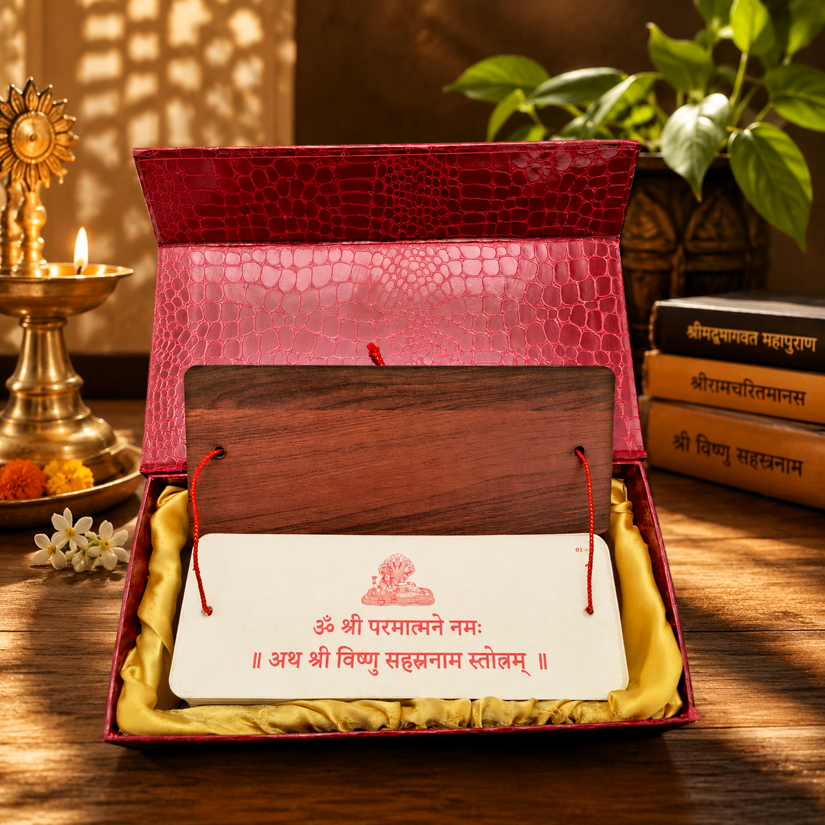 Vishnu Sahasranam, Premium Pandulipi Style Large Print Pothi with Meaning (Hindi)