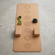 7 Chakra Cork Yoga Set | Mat + 2 Bricks + Belt | Complete Practice Kit